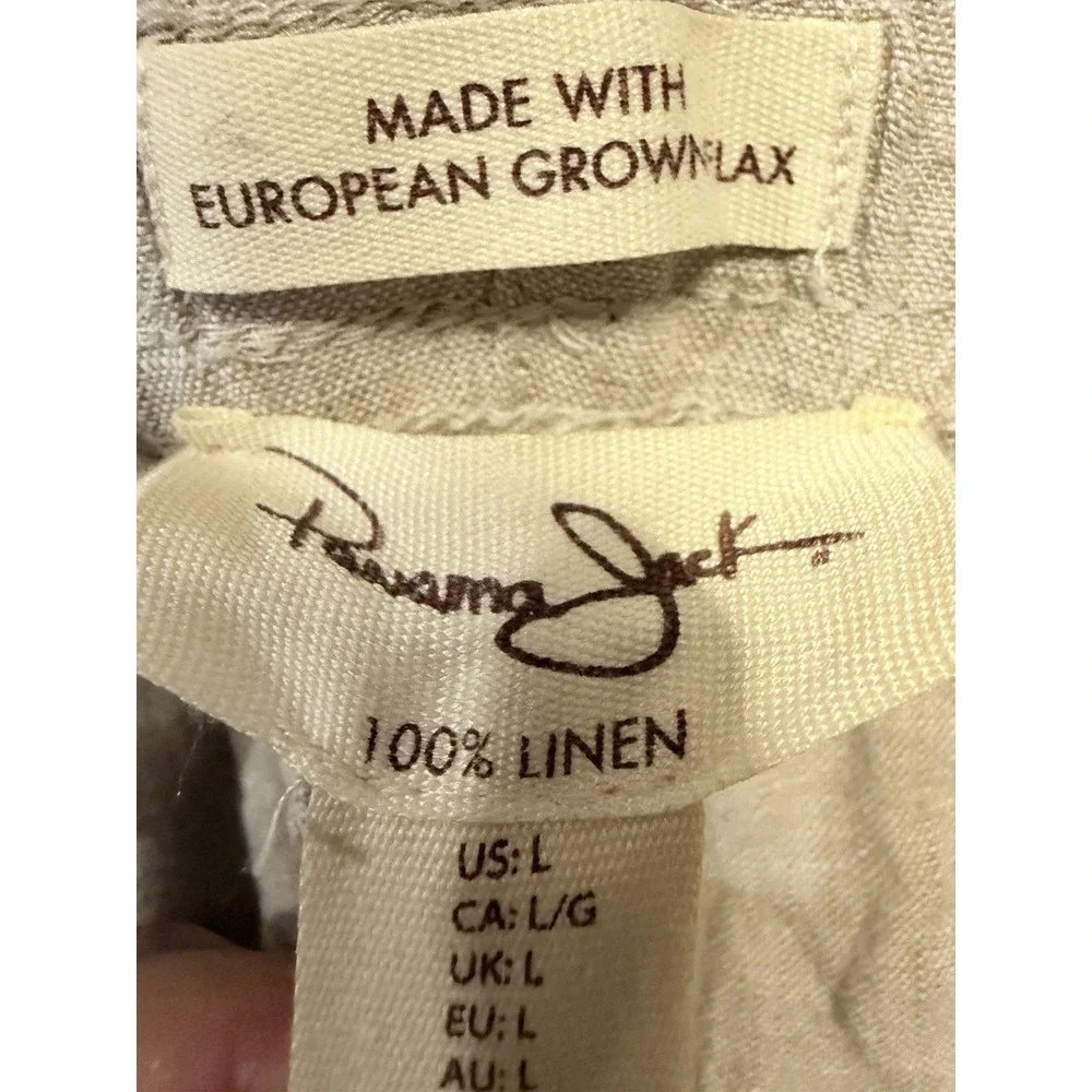 Panama Jack Linen Pants Mens L Beige Casual Chino Summer Beachy Resort Coastal